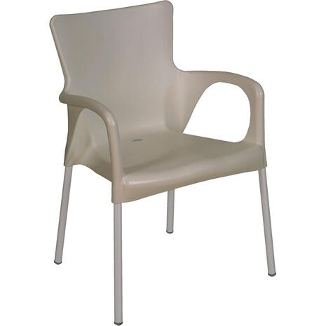 LARA Πολυθρόνα Pro Dining Στοιβαζόμενη, ALU Silver, PP - UV Protection Απόχρωση Tortora (Ε306,9)