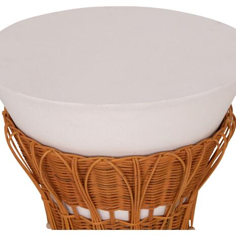 ΤΡΑΠΕΖΙ ΒΟΗΘΗΤΙΚΟ PERRAL HM18164.02S FIBER CEMENT ΛΕΥΚΟ-ΦΥΣΙΚΟ RATTAN--Φ42x36Υεκ
