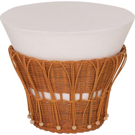 ΤΡΑΠΕΖΙ ΒΟΗΘΗΤΙΚΟ PERRAL HM18164.02S FIBER CEMENT ΛΕΥΚΟ-ΦΥΣΙΚΟ RATTAN--Φ42x36Υεκ