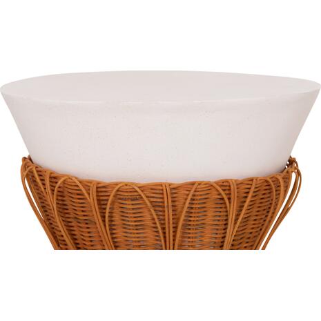 ΤΡΑΠΕΖΙ ΒΟΗΘΗΤΙΚΟ PERRAL HM18164.02S FIBER CEMENT ΛΕΥΚΟ-ΦΥΣΙΚΟ RATTAN--Φ42x36Υεκ