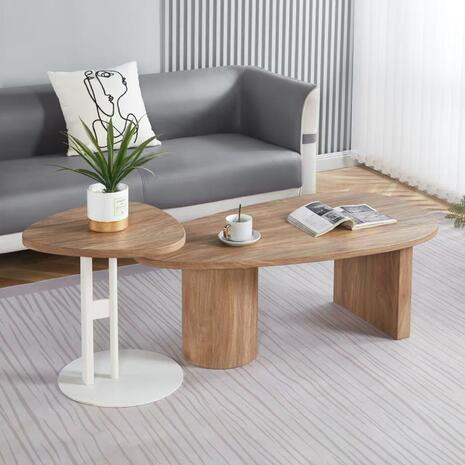 ΤΡΑΠΕΖΙ ΣΑΛΟΝΙΟΥ ΟΒΑΛ ALPER HM18327 MDF ΣΕ SONAMA ΧΡΩΜΑ 110x60x40Υεκ