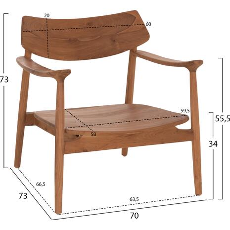 ΠΟΛΥΘΡΟΝΑ LOUNGE RANGER HM18255.01 ΞΥΛΟ TEAK ΣΕ ΦΥΣΙΚΟ 70x73x73Υεκ.