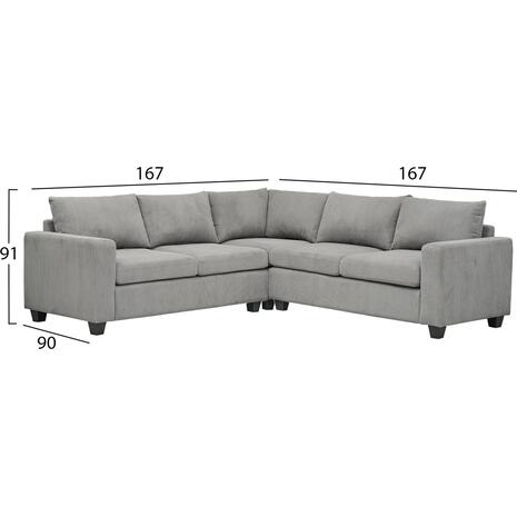 ΓΩΝΙΑΚΟΣ ΚΑΝΑΠΕΣ CALDER HM3286.01 ΓΚΡΙ ΥΦΑΣΜΑ 254x254x90x91Υεκ.