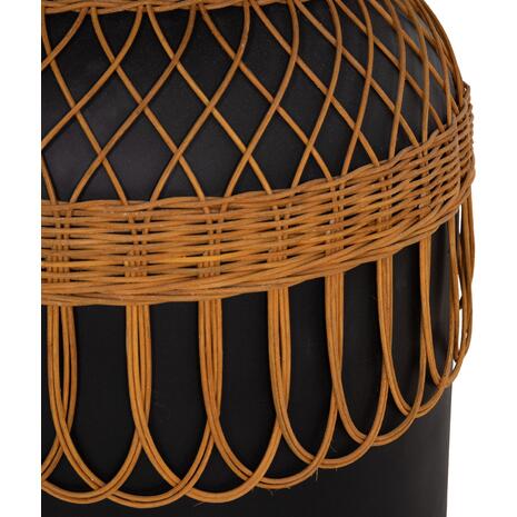 ΒΟΗΘΗΤΙΚΟ ΤΡΑΠΕΖΙ PRILEP HM18159.01 FIBER CEMENT ΜΑΥΡΟ & RATTAN--Φ60x76,5Υεκ