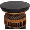 ΒΟΗΘΗΤΙΚΟ ΤΡΑΠΕΖΙ PRILEP HM18159.01 FIBER CEMENT ΜΑΥΡΟ & RATTAN--Φ60x76,5Υεκ