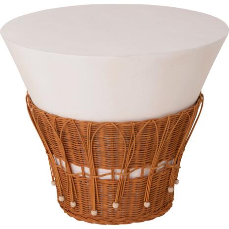 ΤΡΑΠΕΖΙ ΣΑΛΟΝΙΟΥ PERRAL HM18164.02L FIBER CEMENT ΛΕΥΚΟ-ΦΥΣΙΚΟ RATTAN--Φ55x45Υεκ