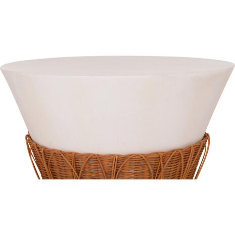 ΤΡΑΠΕΖΙ ΣΑΛΟΝΙΟΥ PERRAL HM18164.02L FIBER CEMENT ΛΕΥΚΟ-ΦΥΣΙΚΟ RATTAN--Φ55x45Υεκ