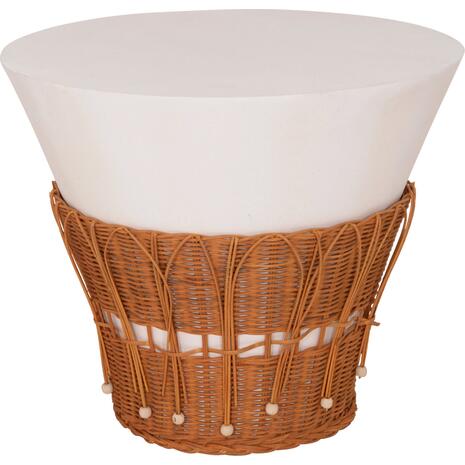 ΤΡΑΠΕΖΙ ΣΑΛΟΝΙΟΥ PERRAL HM18164.02L FIBER CEMENT ΛΕΥΚΟ-ΦΥΣΙΚΟ RATTAN--Φ55x45Υεκ