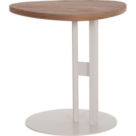 ΒΟΗΘΗΤΙΚΟ ΤΡΑΠΕΖΙ ΟΒΑΛ ALPER HM18328 MDF SONAMA--ΜΕΤΑΛΛΟ ΛΕΥΚΟ 50x50x51Υεκ.