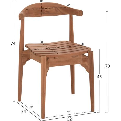 ΚΑΡΕΚΛΑ ΤΡΑΠΕΖΑΡΙΑΣ ΕΞ.ΧΩΡΟΥ DONNY HM6378 ΞΥΛΟ TEAK 52x54x74Υεκ.