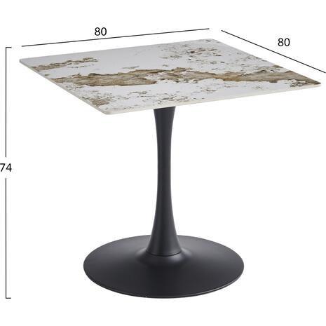 ΤΡΑΠΕΖΙ ΤΡΑΠΕΖΑΡΙΑΣ TETRAN HM18315.02 ΒΑΣΗ ΜΑΥΡΗ--SINTERED STONE PANDORA 80x80x73Υεκ