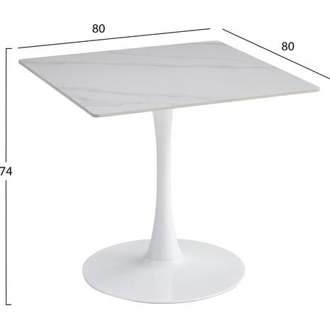 ΤΡΑΠΕΖΙ ΤΡΑΠΕΖΑΡΙΑΣ TETRAN HM18315.01 ΒΑΣΗ ΛΕΥΚΗ--SINTERED STONE SNOW WHITE 80x80x73Υεκ