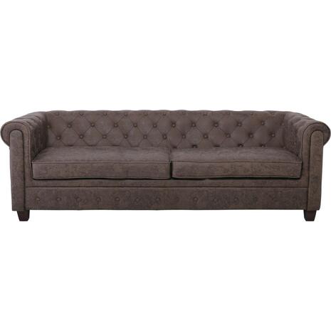 CHESTERFIELD Newport Kαναπές 3Θέσιος Σαλονιού - Καθιστικού, Ύφασμα Antique Look Καφέ (Ε9420,33)