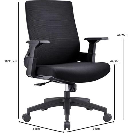 BF8950 Πολυθρόνα Γραφείου Mesh Μαύρο, Ύφασμα Μαύρο (ΕΟ529,10)
