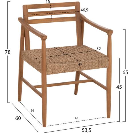 ΠΟΛΥΘΡΟΝΑ ΤΡΑΠΕΖΑΡΙΑΣ ROBIN HM18351 ΞΥΛΟ TEAK & ΣΧΟΙΝΙ VIRO ΦΥΣΙΚΟ 53,5x60x78Υεκ