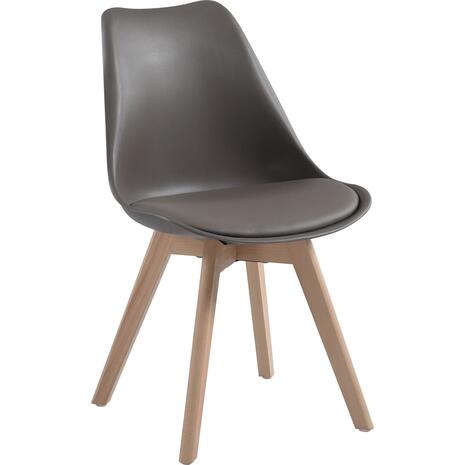 MARTIN Καρέκλα Τραπεζαρίας Metal Cross Ξύλο, PP Sand Beige, Αμοντάριστη Ταπετσαρία (σετ 4 τεμαχίων) (ΕΜ136,90W)