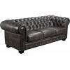CHESTERFIELD Birmingham Καναπές 3Θέσιος Σαλονιού Καθιστικού, Δέρμα Antique Grey (Ε9574,32)