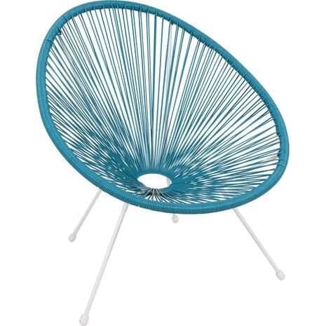 ACAPULCO Πολυθρόνα Μέταλλο Βαφή Άσπρο, Rattan Μπλε (Ε245,Α3)