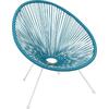 ACAPULCO Πολυθρόνα Μέταλλο Βαφή Άσπρο, Rattan Μπλε (Ε245,Α3)