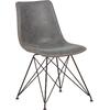 PANTON Καρέκλα Μέταλλο Βαφή Μαύρη, PU Vintage Grey (σετ 4 τεμαχίων) (ΕΜ777,1)