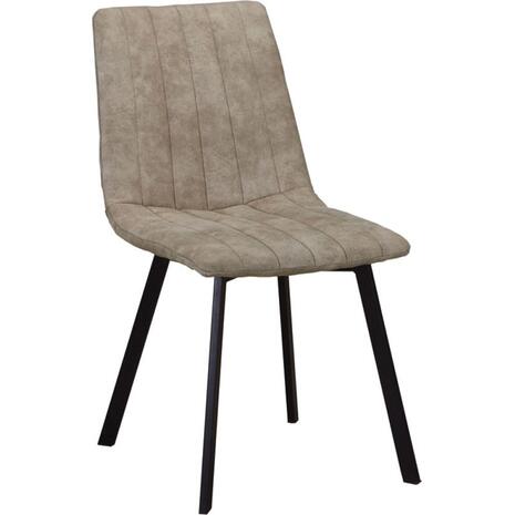 BETTY Καρέκλα Μέταλλο Βαφή Μαύρο, Ύφασμα Suede Μπεζ (σετ 4 τεμαχίων) (ΕΜ791,3) (Μπεζ)