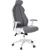 BF8300 Πολυθρόνα Γραφείου Διευθυντή, Microfiber Γκρι PU Άσπρο (ΕΟ587,2) (Γκρι)