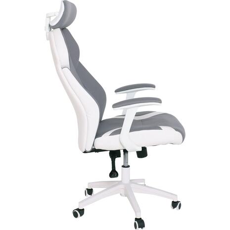 BF8300 Πολυθρόνα Γραφείου Διευθυντή, Microfiber Γκρι PU Άσπρο (ΕΟ587,2) (Γκρι)