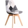 MARTIN Καρέκλα Ξύλο PP, Ύφασμα Patchwork Black & White (σετ 4 τεμαχίων) (ΕΜ136,81) (Διάφορα χρώματα)
