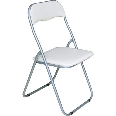 LINDA Καρέκλα Πτυσσόμενη Βαφή Γκρι, Pvc Άσπρο (Ε557,4) (Λευκό)