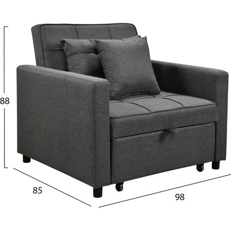 ΠΟΛΥΘΡΟΝΑ-ΚΡΕΒΑΤΙ MERO HM3306.01 ΓΚΡΙ ΥΦΑΣΜΑ 98x85x88Υεκ.