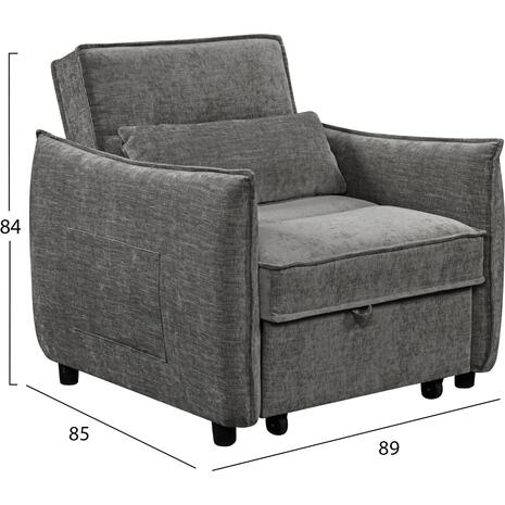 ΠΟΛΥΘΡΟΝΑ-ΚΡΕΒΑΤΙ ORYN HM3307.01 ΓΚΡΙ ΥΦΑΣΜΑ 85x88x78Υεκ.