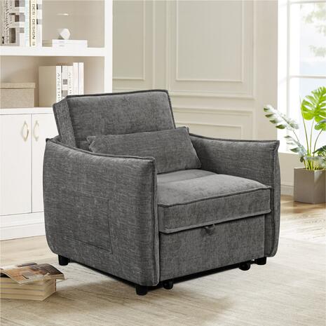 ΠΟΛΥΘΡΟΝΑ-ΚΡΕΒΑΤΙ ORYN HM3307.01 ΓΚΡΙ ΥΦΑΣΜΑ 85x88x78Υεκ.