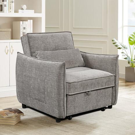 ΠΟΛΥΘΡΟΝΑ-ΚΡΕΒΑΤΙ ORYN HM3307.03 ΜΠΕΖ ΥΦΑΣΜΑ 89x85x84Υεκ.