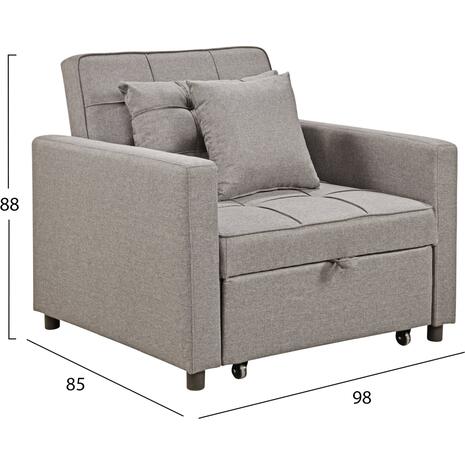 ΠΟΛΥΘΡΟΝΑ-ΚΡΕΒΑΤΙ MERO HM3306.03 ΜΠΕΖ ΥΦΑΣΜΑ 100x90x83Υεκ.