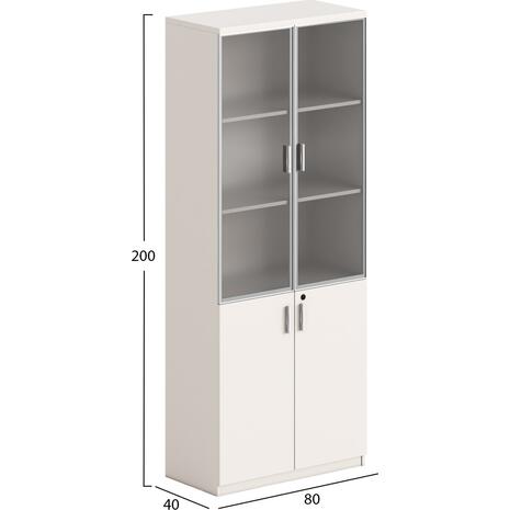 ΒΙΒΛΙΟΘΗΚΗ NEWLINE HM18281 ΜΕΛΑΜΙΝΗ ΕΚΡΟΥ & ΚΑΦΕ--ΓΥΑΛΙ 80x40x200Υεκ.