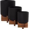 ΣΕΤ 3 ΓΛΑΣΤΡΕΣ ΜΕ TEAK ΒΑΣΕΙΣ TANTI HM4685.01 FIBER CEMENT ΣΕ ΜΑΥΡΟ ΧΡΩΜΑ