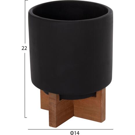 ΣΕΤ 3 ΓΛΑΣΤΡΕΣ ΜΕ TEAK ΒΑΣΕΙΣ TANTI HM4685.01 FIBER CEMENT ΣΕ ΜΑΥΡΟ ΧΡΩΜΑ