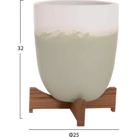 ΓΛΑΣΤΡΕΣ ΣΕΤ 2ΤΜΧ SEON HM4686.09 TERRACOTTA ΣΕ ΛΕΥΚΟ & ΠΡΑΣΙΝΟ--TEAK ΒΑΣΗ