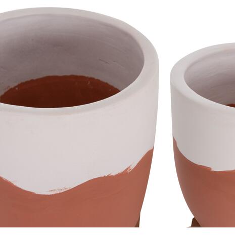 ΓΛΑΣΤΡΕΣ ΣΕΤ 2ΤΜΧ SEON HM4686.08 TERRACOTTA ΣΕ ΛΕΥΚΟ & ΤΕΡΑΚΟΤΑ--TEAK ΒΑΣΗ