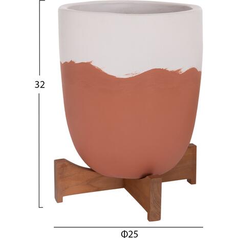 ΓΛΑΣΤΡΕΣ ΣΕΤ 2ΤΜΧ SEON HM4686.08 TERRACOTTA ΣΕ ΛΕΥΚΟ & ΤΕΡΑΚΟΤΑ--TEAK ΒΑΣΗ