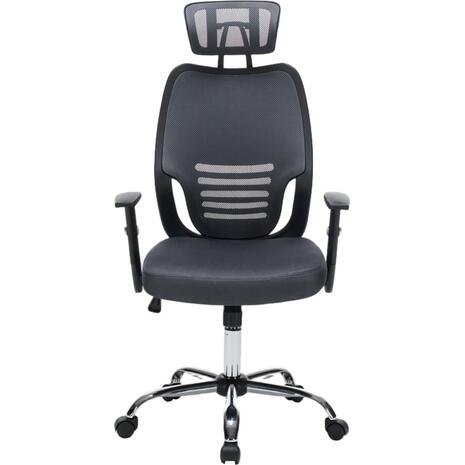 ΚΑΡΕΚΛΑ ΓΡΑΦΕΙΟΥ BRIEF HM1206.02 ΓΚΡΙ MESH--ΒΑΣΗ ΧΡΩΜΙΟΥ 63x64x122Υεκ.