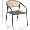ΠΟΛΥΘΡΟΝΑ HOMAN HM6430.01 ΓΚΡΙ ΜΕΤΑΛΛΟ & TEXTILENE--ΜΠΕΖ P.E.RATTAN 53x58x75Υεκ