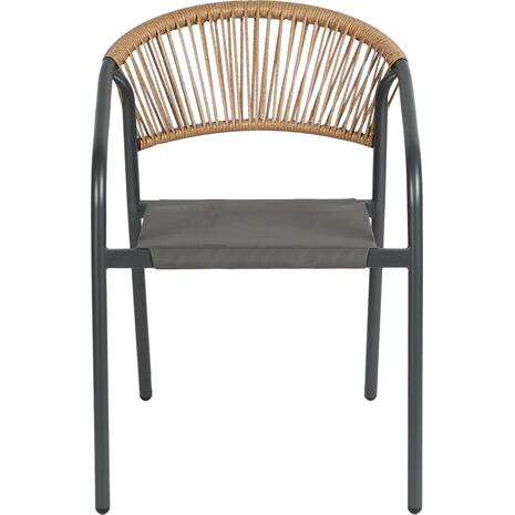 ΠΟΛΥΘΡΟΝΑ HOMAN HM6430.01 ΓΚΡΙ ΜΕΤΑΛΛΟ & TEXTILENE--ΜΠΕΖ P.E.RATTAN 53x58x75Υεκ