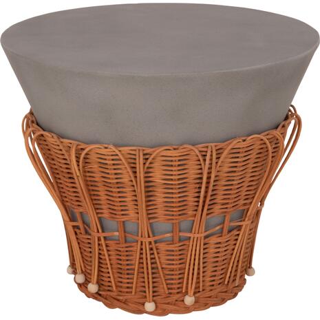 ΤΡΑΠΕΖΙ ΒΟΗΘΗΤΙΚΟ PERRAL HM18164.03S FIBER CEMENT ΓΚΡΙ-ΦΥΣΙΚΟ RATTAN--Φ42x36Υεκ