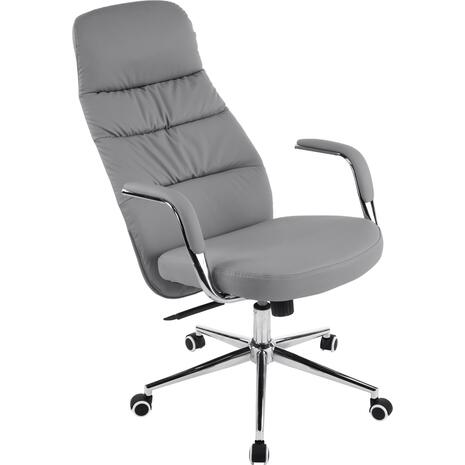 ΚΑΡΕΚΛΑ ΓΡΑΦΕΙΟΥ TEETER HM18355.10 ΓΚΡΙ PU ΔΕΡΜΑ--ΒΑΣΗ ΧΡΩΜΙΟΥ 67x66x121Υεκ