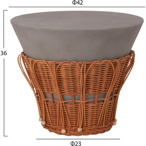 ΤΡΑΠΕΖΙ ΒΟΗΘΗΤΙΚΟ PERRAL HM18164.03S FIBER CEMENT ΓΚΡΙ-ΦΥΣΙΚΟ RATTAN--Φ42x36Υεκ