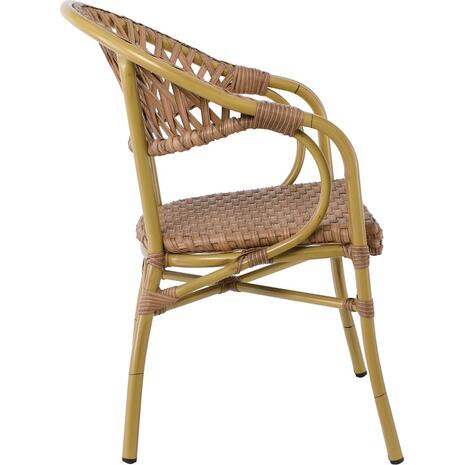 VEGERA Rattan Πολυθρόνα Dining Αλουμίνιο Φυσικό, Wicker Φυσικό, Στοιβαζόμενη (Ε2580)