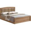 CALIBER Κρεβάτι Διπλό για Στρώμα 160x200cm, Απόχρωση Sonoma Oak, Κεφαλάρι Pu Μπεζ (Ε7386)