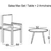 SALSA MAX Set Κήπου - Βεράντας Μέταλλο Βαφή Μαύρο, Wicker Φυσικό: Τραπεζάκι+2 Πολυθρόνες (Ε243,S)