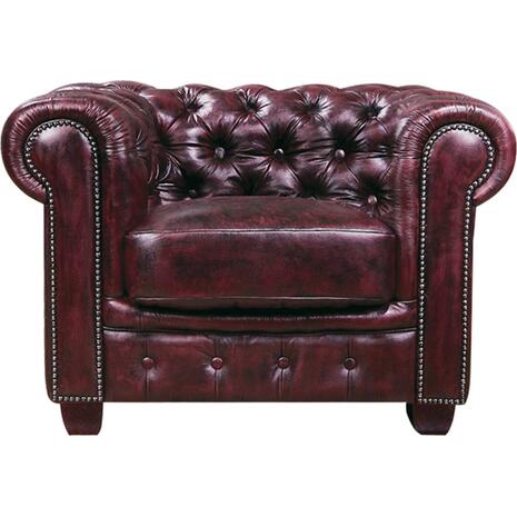 CHESTERFIELD Birmingham Πολυθρόνα Σαλονιού Καθιστικού, Δέρμα Antique Red (Ε9574,14)